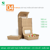  MFHxB - Hộp giấy kraft thực phẩm - Nắp đậy có cửa sổ - Nâu - Nhiều size 