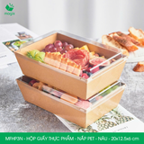  MFHP3N - Hộp giấy kraft thực phẩm - Nắp PET - Nâu - 20x12.5x6 cm 