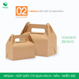  MFQxN - Hộp giấy Kraft quai xách - Nâu - Nhiều size 