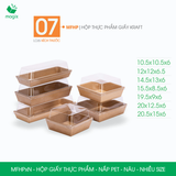  MFHPxN - Hộp giấy kraft thực phẩm - Nắp PET - Nâu - Nhiều Size 