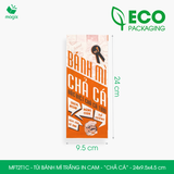  MFT2T1C - Túi bánh mì trắng in cam - "Chả cá" - 24x9,5x4,5 cm 