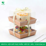  MFHP1N - Combo 25 hộp giấy kraft thực phẩm - Nắp PET - Nâu - 10.5x10.5x6 cm 