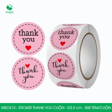  MSCK12 - Cuộn Sticker Thank You tròn - Nhiều thiết kế - 2.5cm - [500 tem/cuộn] 
