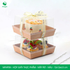  MFHP5N - Hộp giấy kraft thực phẩm - Nắp PET - Nâu - 12x12x6.5 cm 