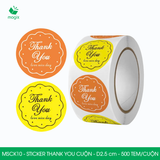  MSCK10 - Cuộn Sticker Thank You tròn - Nhiều thiết kế - 2.5cm - [500 tem/cuộn] 