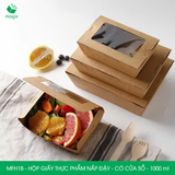  MFH1B - Hộp giấy kraft thực phẩm - Nắp đậy có cửa sổ - Nâu - 18x12x5 cm 