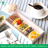  MFHP2T - Hộp giấy kraft thực phẩm - Nắp PET - Trắng - 15.5x8.5x6 cm 