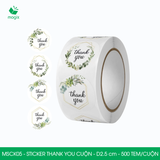  MSCK05 - Cuộn Sticker Thank You tròn - Nhiều thiết kế - 2.5 cm - [500 tem/cuộn] 