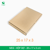  MD2 - 25x17x3 cm - Thùng hộp carton - Hộp dẹt trơn đóng hàng 