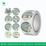  MSCK09 - Cuộn Sticker Thank You tròn - Nhiều thiết kế - 2.5cm - [500 tem/cuộn] 