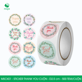  MSCK01 - Cuộn Sticker Thank You tròn - Nhiều thiết kế - 2.5cm - [500 tem/cuộn] 