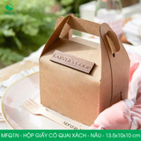  MFQ1N - Hộp giấy Kraft quai xách - Nâu - 13.5x10x10 cm 