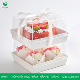  MFHP1T - Hộp giấy kraft thực phẩm - Nắp PET - Trắng - 10.5x10.5x6 cm 