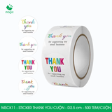  MSCK11 - Cuộn Sticker Thank You tròn - Nhiều thiết kế - 2.5cm - [500 tem/cuộn] 