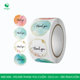  MSCK08 - Cuộn Sticker Thank You tròn - Nhiều thiết kế - 2.5cm - [500 tem/cuộn] 