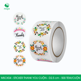  MSCK04 - Cuộn Sticker Thank You tròn - Nhiều thiết kế - 2.5cm - [500 tem/cuộn] 
