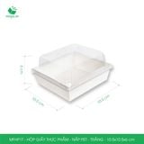  MFHP1T - Hộp giấy kraft thực phẩm - Nắp PET - Trắng - 10.5x10.5x6 cm 