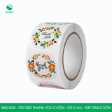  MSCK04 - Cuộn Sticker Thank You tròn - Nhiều thiết kế - 2.5cm - [500 tem/cuộn] 