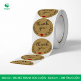  MSC02 - Cuộn Sticker Thank You tròn - Một thiết kế - 2.5cm - [500 tem/cuộn] 