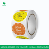  MSCK10 - Cuộn Sticker Thank You tròn - Nhiều thiết kế - 2.5cm - [500 tem/cuộn] 