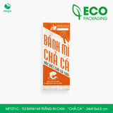  MFT2T1C - Túi bánh mì trắng in cam - "Chả cá" - 24x9,5x4,5 cm 