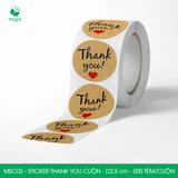  MSC03 - Cuộn Sticker Thank You tròn - Một thiết kế - 2.5cm - [500 tem/cuộn] 
