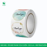  MSCxx - Cuộn Sticker Thank You tròn - 2.5cm - [500 tem/cuộn] - Nhiều mẫu 