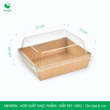  MFHP5N - Hộp giấy kraft thực phẩm - Nắp PET - Nâu - 12x12x6.5 cm 