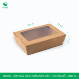  MFH1B - Hộp giấy kraft thực phẩm - Nắp đậy có cửa sổ - Nâu - 18x12x5 cm 