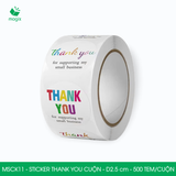  MSCxx - Cuộn Sticker Thank You tròn - 2.5cm - [500 tem/cuộn] - Nhiều mẫu 