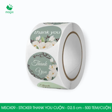  MSCK09 - Cuộn Sticker Thank You tròn - Nhiều thiết kế - 2.5cm - [500 tem/cuộn] 