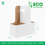  MKQ1T - Khay giấy hai ngăn có quai xách - Trắng - 17.5x8x9 cm 