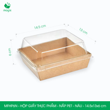  MFHP6N - Hộp giấy kraft thực phẩm - Nắp PET - Nâu - 14.5x13x6 cm 