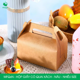  MFQxN - Hộp giấy Kraft quai xách - Nâu - Nhiều size 