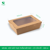  MFH3B - Hộp giấy kraft thực phẩm - Nắp đậy có cửa sổ - Nâu - 1200ml 