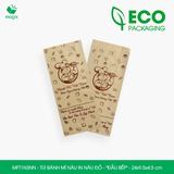  MFT1N3NN - Túi bánh mì nâu in nâu đỏ - "Đầu bếp" - 24x9.5x4.5 cm 