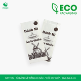  MFT1T2N - Túi bánh mì trắng in nâu - "Cối xay gió" - 24x9.5x4.5 cm 