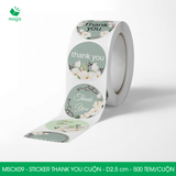  MSCK09 - Cuộn Sticker Thank You tròn - Nhiều thiết kế - 2.5cm - [500 tem/cuộn] 