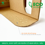  MKQ1N - Khay giấy hai ngăn có quai xách - Nâu - 17.5x8x9 cm 