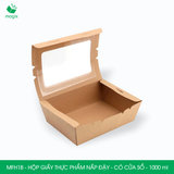  MFH1B - Hộp giấy kraft thực phẩm - Nắp đậy có cửa sổ - Nâu - 18x12x5 cm 