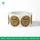  MSC02 - Cuộn Sticker Thank You tròn - Một thiết kế - 2.5cm - [500 tem/cuộn] 