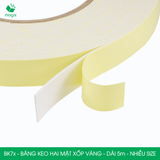  BK7x - Băng keo 2 mặt xốp vàng - Độ dài 5m - Nhiều size 