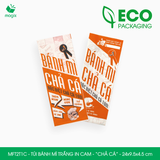  MFT2T1C - Túi bánh mì trắng in cam - "Chả cá" - 24x9,5x4,5 cm 