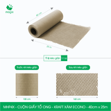  MHP4X - 40cm x 25m - Cuộn giấy tổ ong - Kraft xám Siêu Tiết Kiệm ECONO 