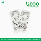  MFT1T4N - Túi bánh mì trắng in nâu - "Best street food" - 24x9.5x4.5 cm 