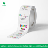 MSCK11 - Cuộn Sticker Thank You tròn - Nhiều thiết kế - 2.5cm - [500 tem/cuộn] 