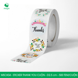  MSCK04 - Cuộn Sticker Thank You tròn - Nhiều thiết kế - 2.5cm - [500 tem/cuộn] 