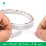  BK6A - Băng keo 2 mặt trắng - Khổ 1,2cm x 8m 