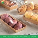  Hộp giấy kraft thực phẩm - Nắp PET - Nâu - Nhiều Size 