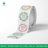  MSCK01 - Cuộn Sticker Thank You tròn - Nhiều thiết kế - 2.5cm - [500 tem/cuộn] 